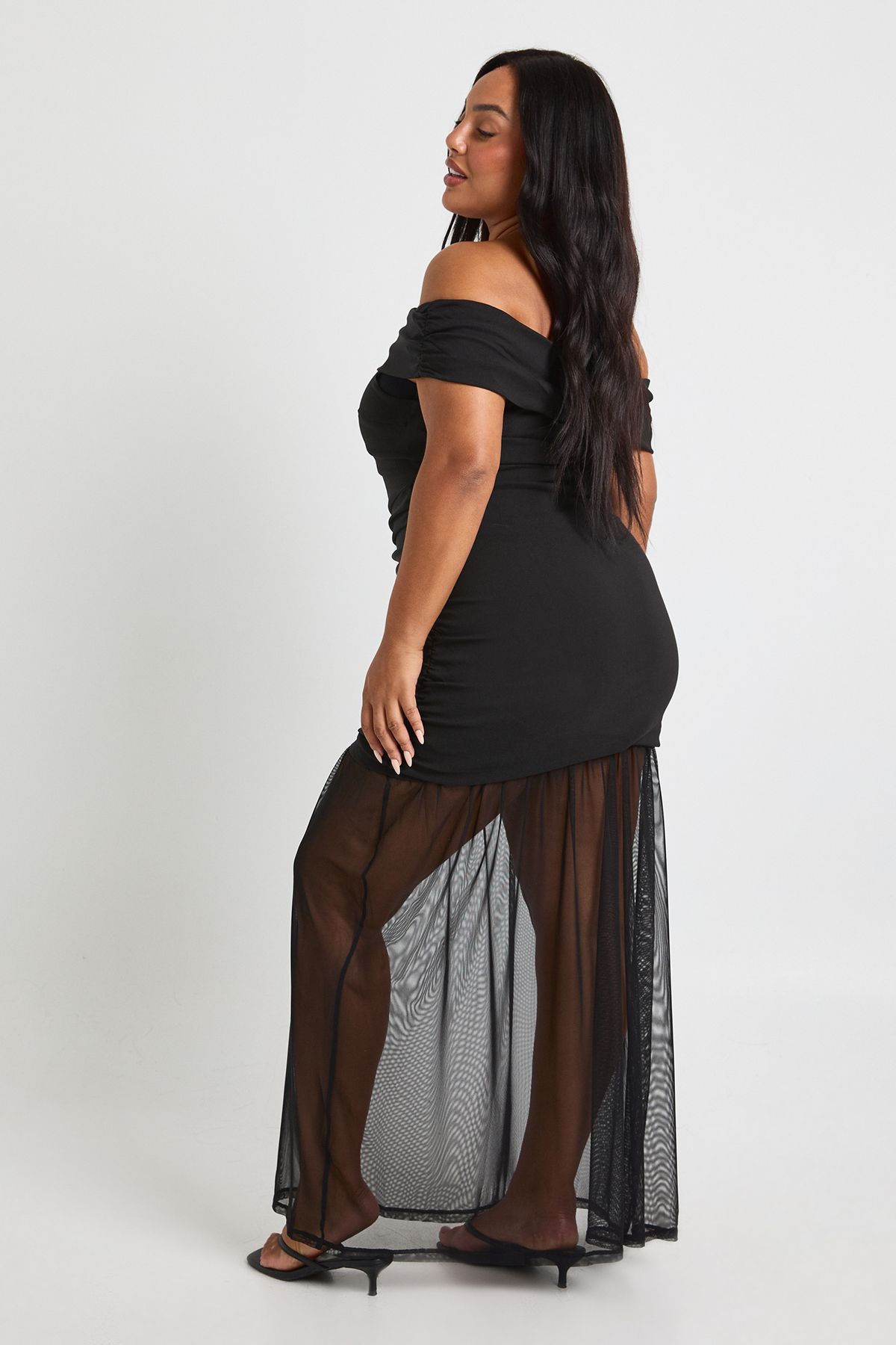 Plus Bardot Ruched Maxi Dress - Image 2