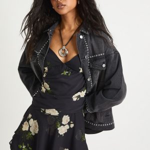 Floral Ruched Sweetheart Pleated Skater Dress