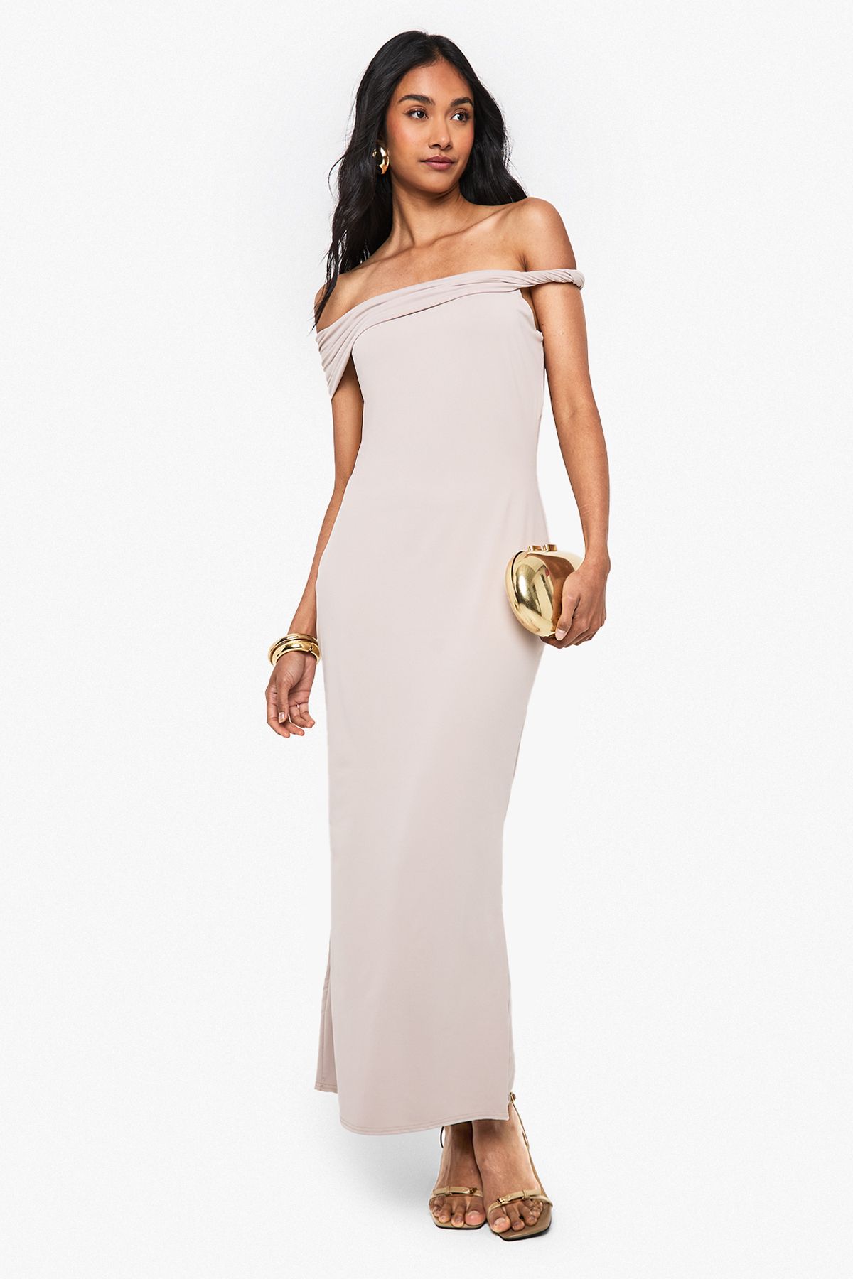 Twist Shoulder Detail Maxi Dress