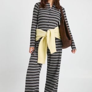 Stripe Rib Drawcord Trouser