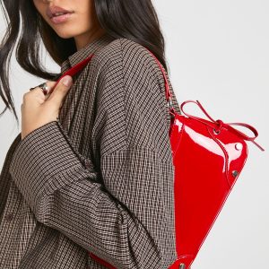 Bow Detail Vinyl Shoulder Bag