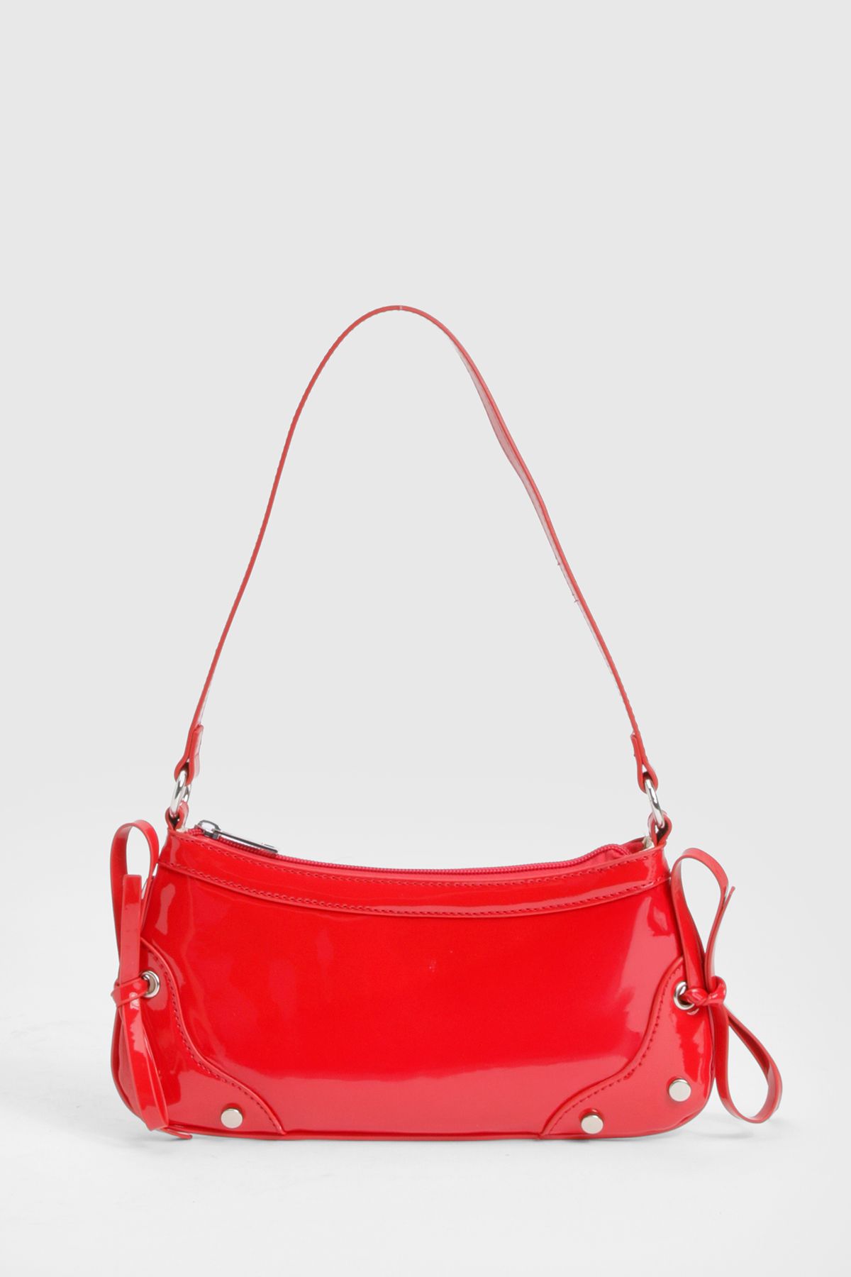 Bow Detail Vinyl Shoulder Bag - Image 2