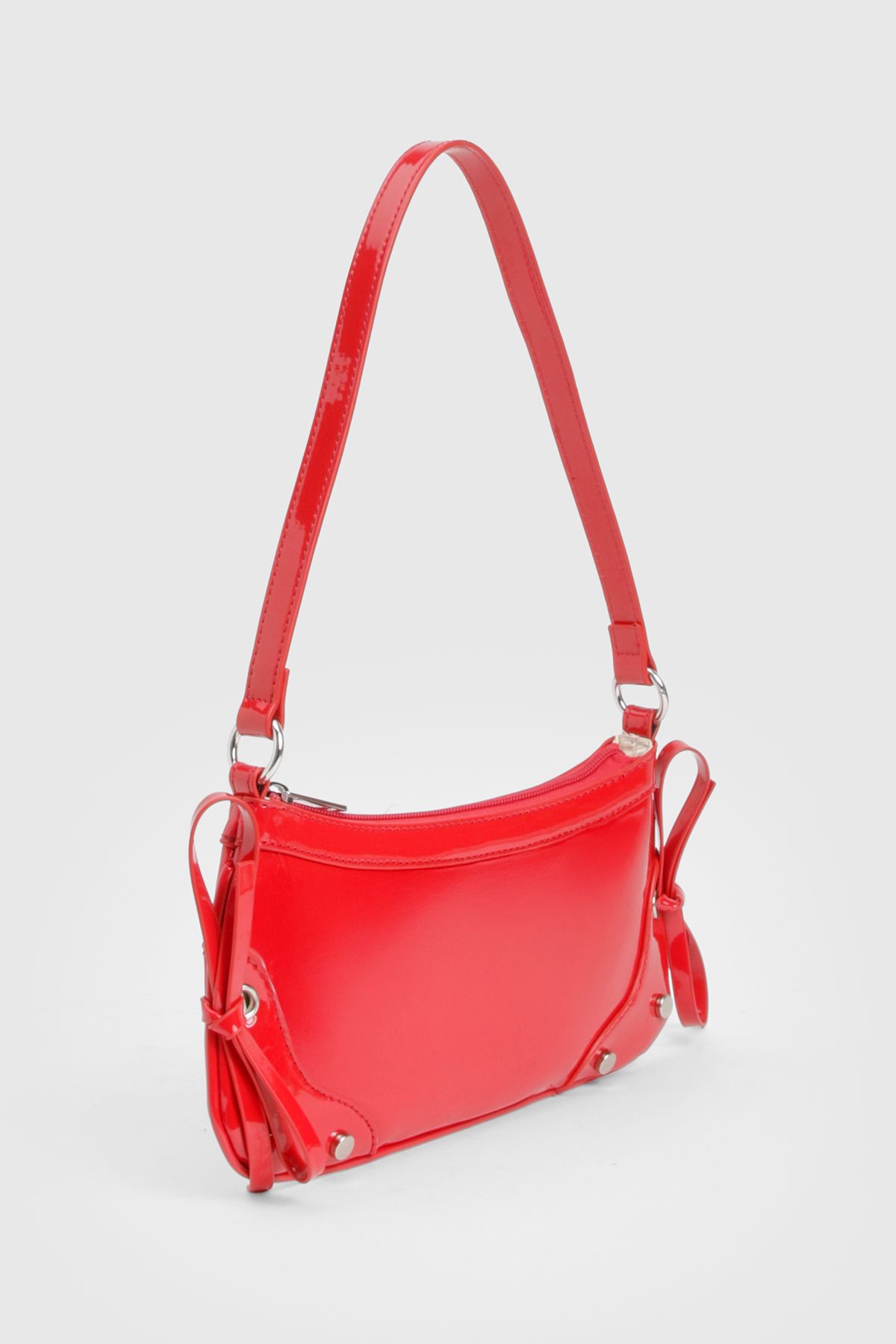 Bow Detail Vinyl Shoulder Bag - Image 3