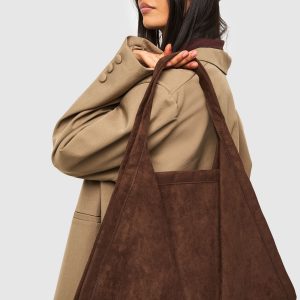 Faux Suede Large Tote Bag