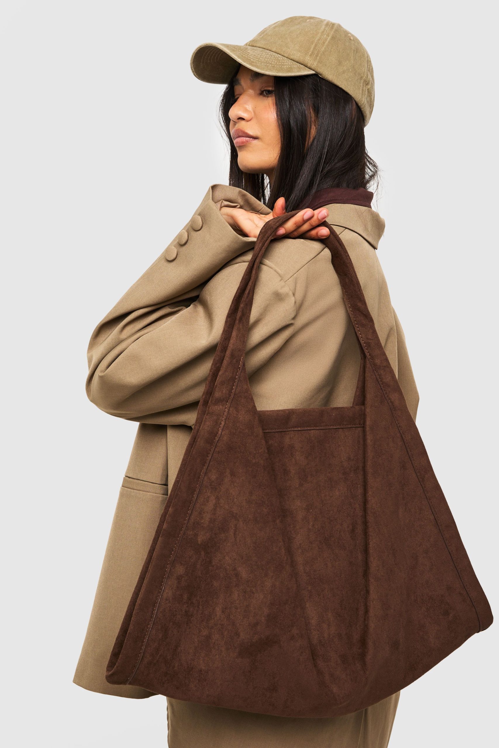 Faux Suede Large Tote Bag