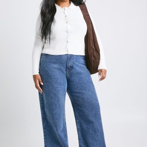 Plus Collared Compact Knit Cardigan