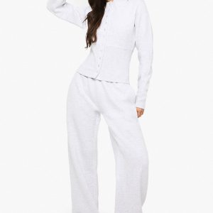 Deep Hem Popper Bomber Sweatshirt Tracksuit