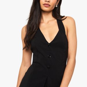 Bengaline V Neck Longline Waistcoat