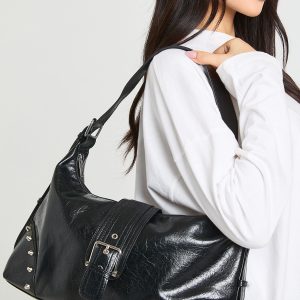 Studded Buckle Detail Tote Bag