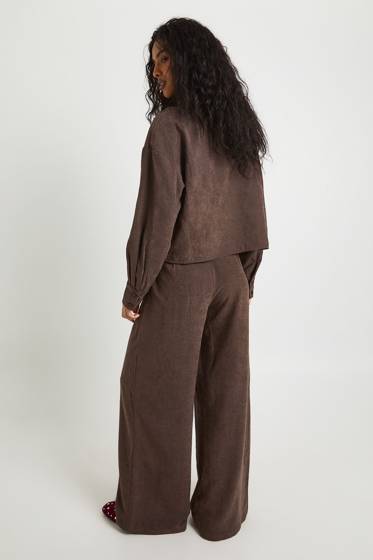 Peached Boxy Crop Shirt & Low Rise Trouser Co-ord - Image 2