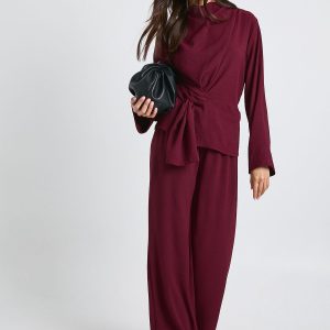 Woven Drape Long Sleeve Blouse & Trouser Co-Ord