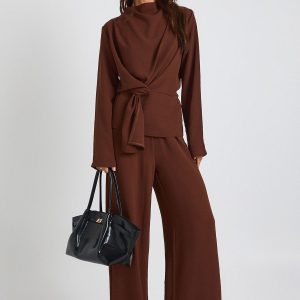 Tall Woven Drape Long Sleeve Blouse & Trouser Co-Ord