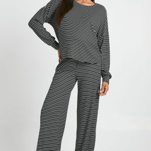 Maternity Loungewear Stripe Long Sleeve Top & Trousers Pyjama Set
