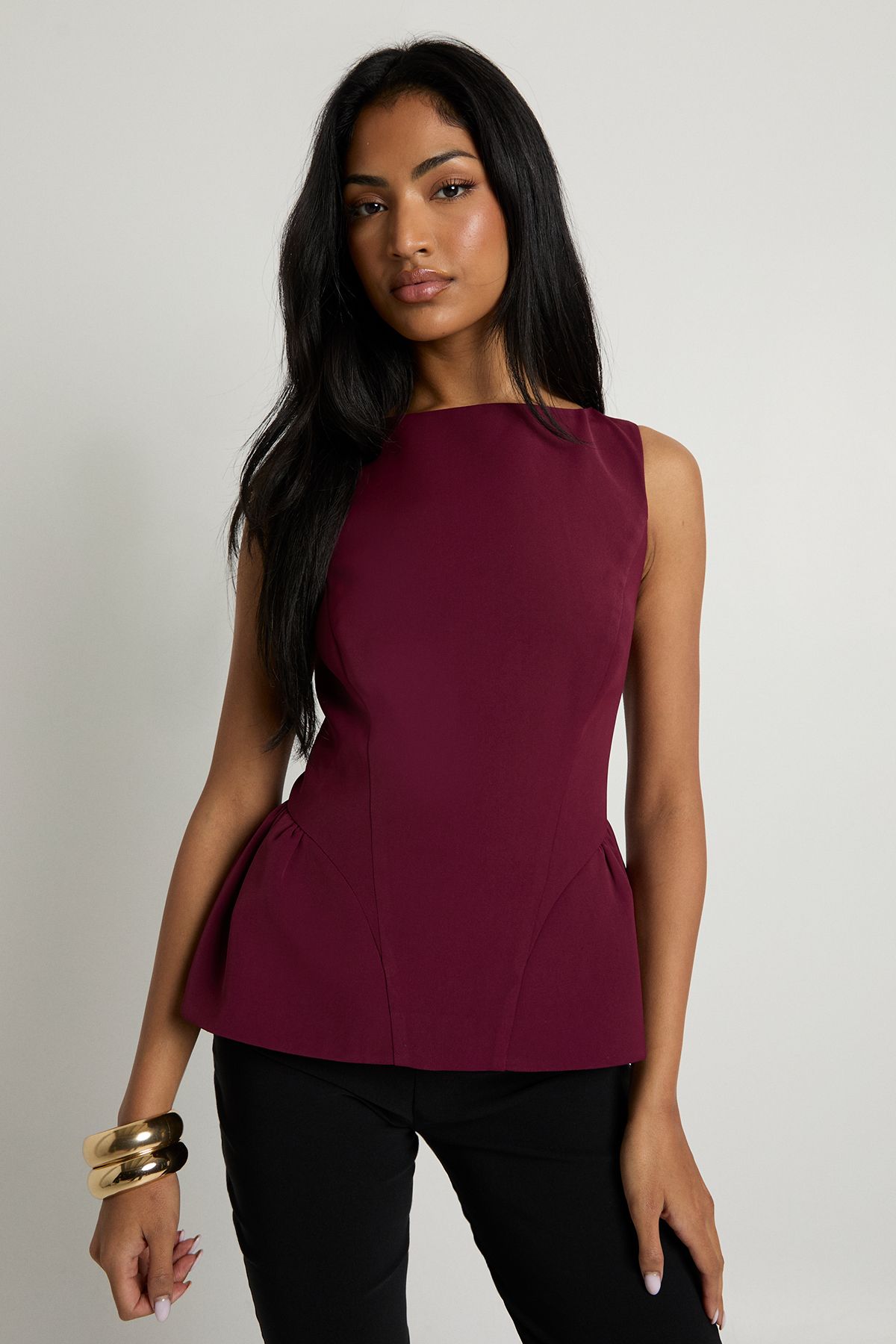 Structured Crepe Peplum Top
