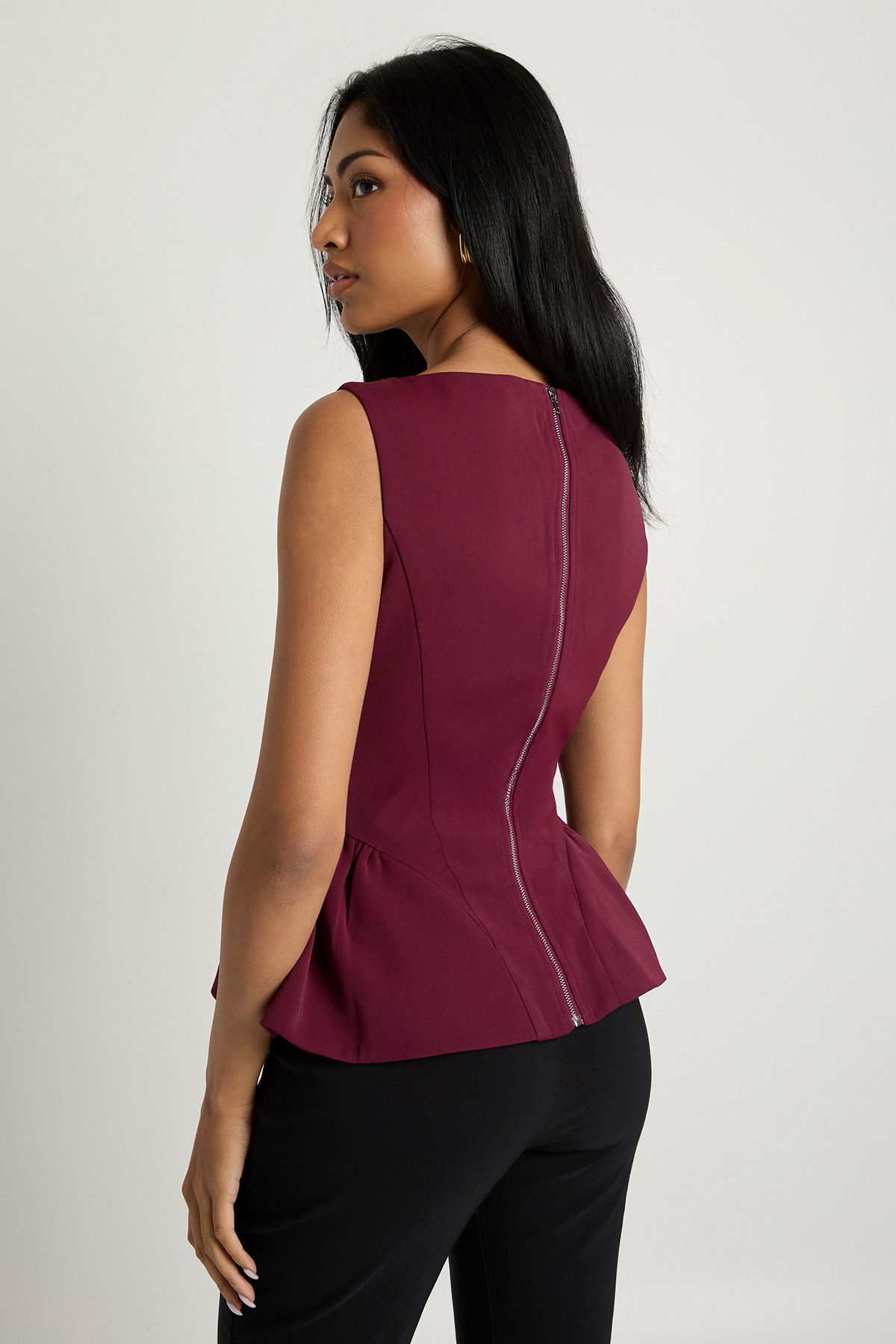 Structured Crepe Peplum Top - Image 2