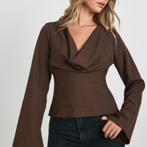 Plunge Cowl Neck Top