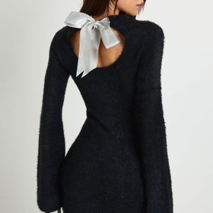 Tall Bow Back Detail Super Soft Knitted Mini Dress