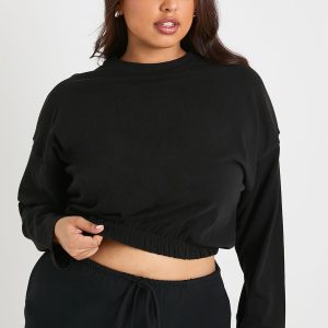Plus Elasticated Waist Boxy Long Sleeve T-shirt