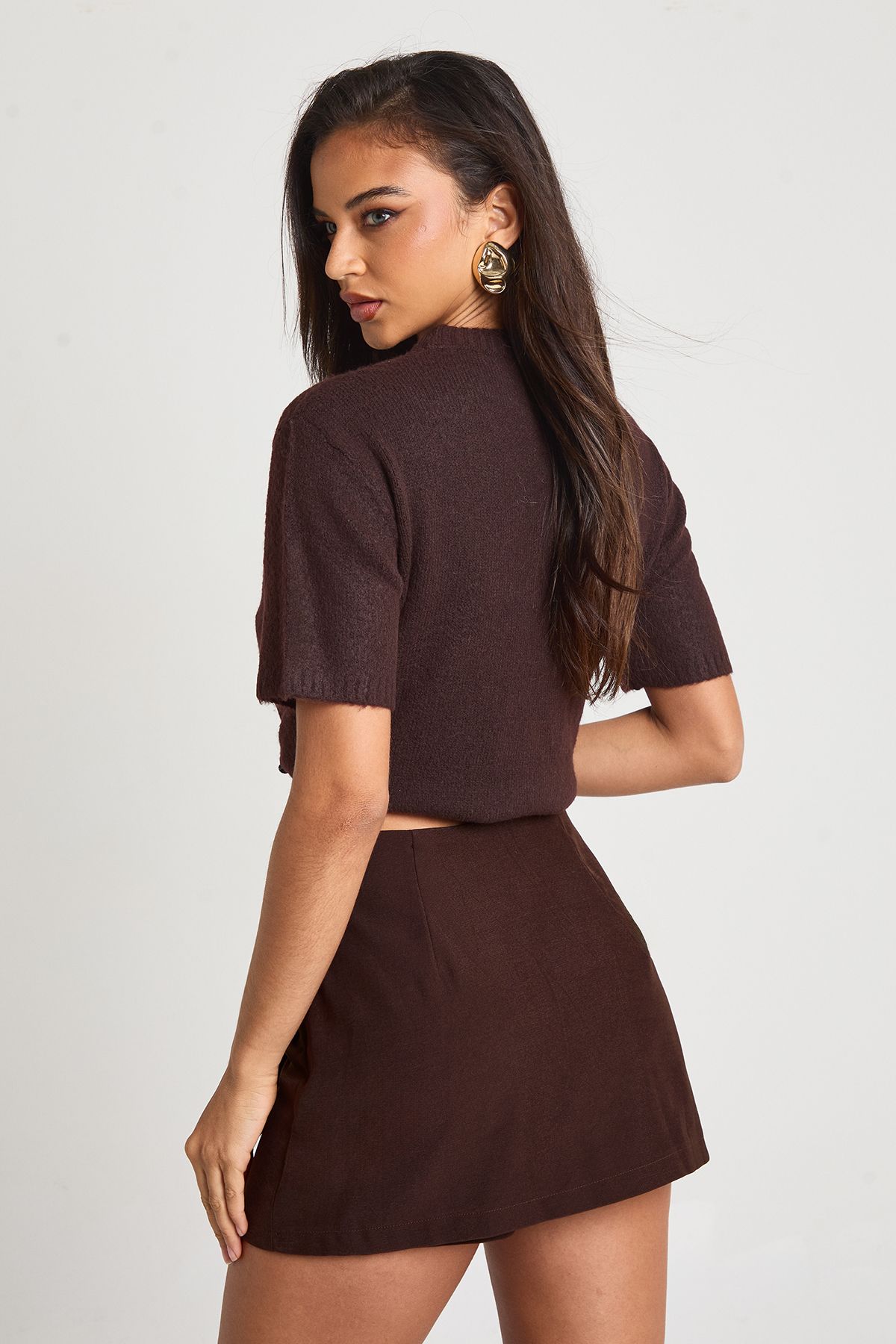 Wrap Front Trim Detail Mini Skort - Image 2