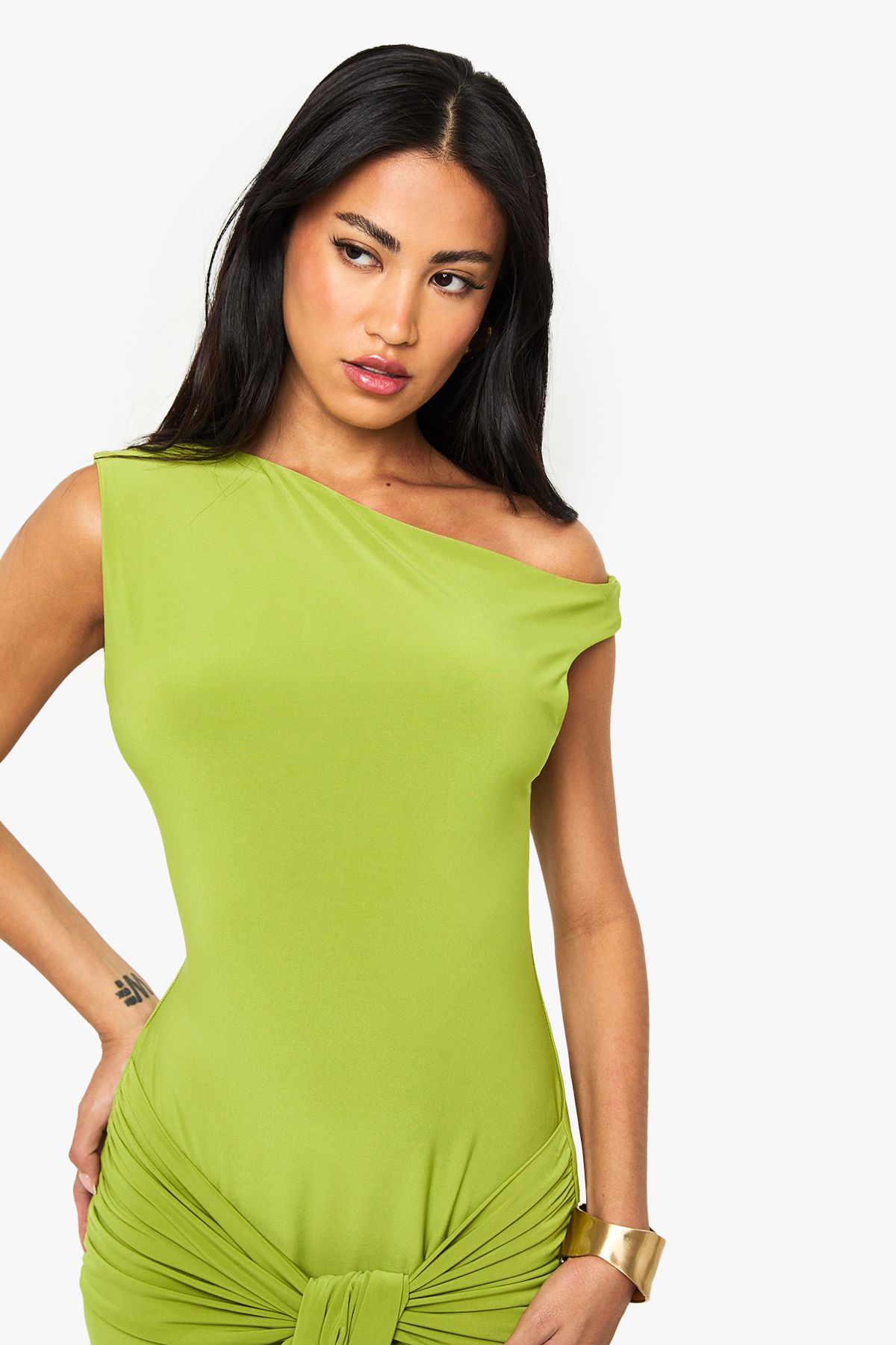 Double Layer Asymmetric Wrap Detail Maxi Dress - Image 4