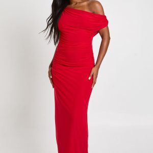Off The Shoulder Mesh Maxi Dress