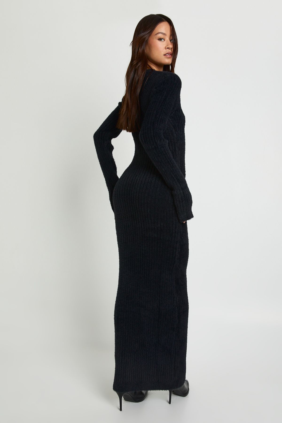 Tall Fluffy Yarn Long Sleeve Knitted Maxi Dress - Image 2