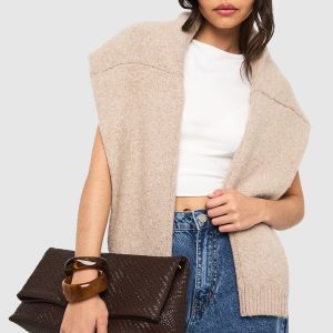 Textured Fold Over Clutch Bag