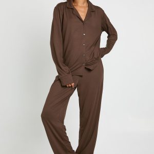 Tall Soft Touch Button Through Shirt and Trouser Pyjama Set