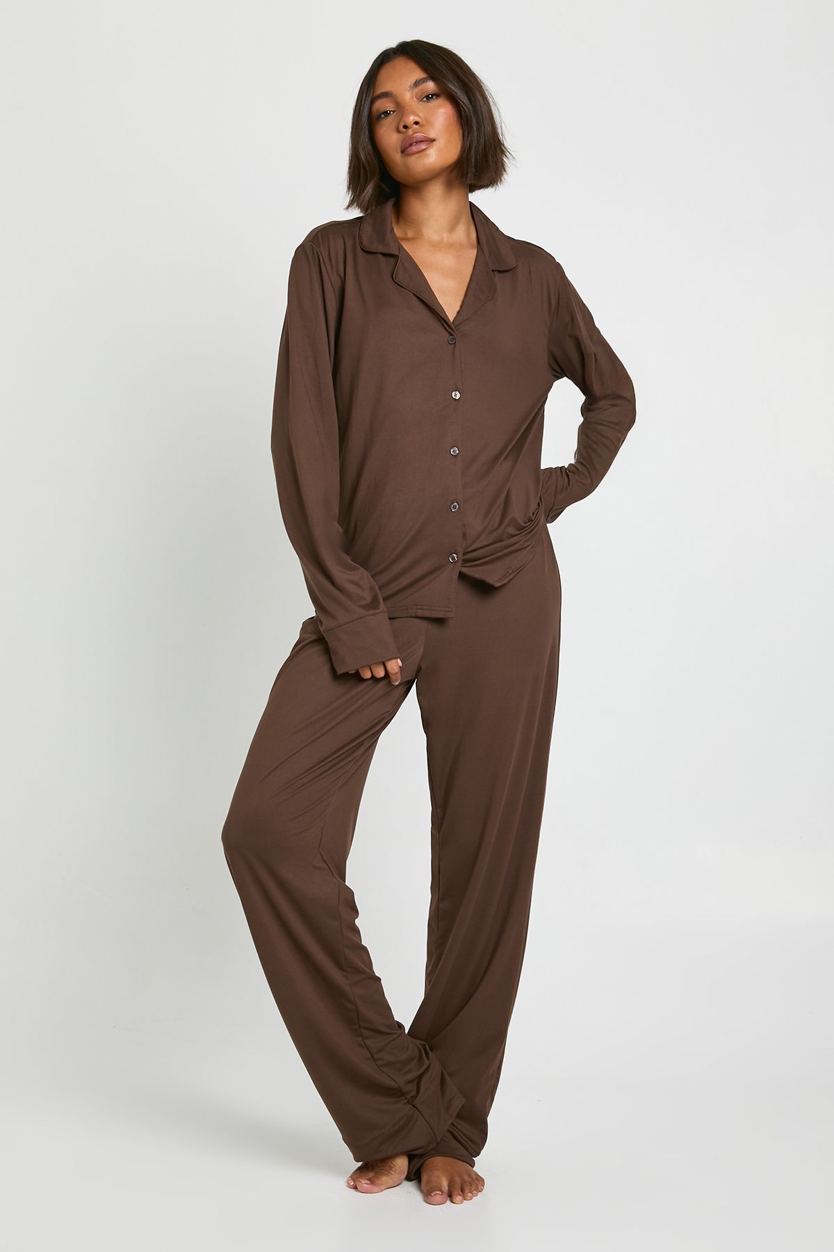 Tall Soft Touch Button Through Shirt and Trouser Pyjama Set