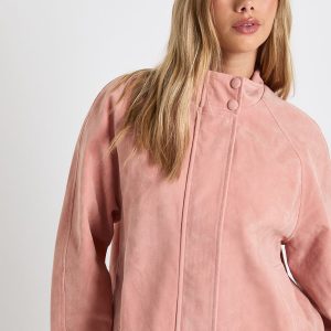 Faux Suede Bomber Jacket