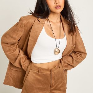 Petite Faux Suede Tailored Mini Shorts