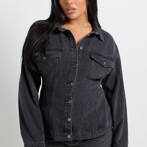 Plus Cinched Waist Denim Jacket