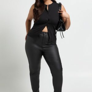 Plus High Waist Coated Skinny Jean