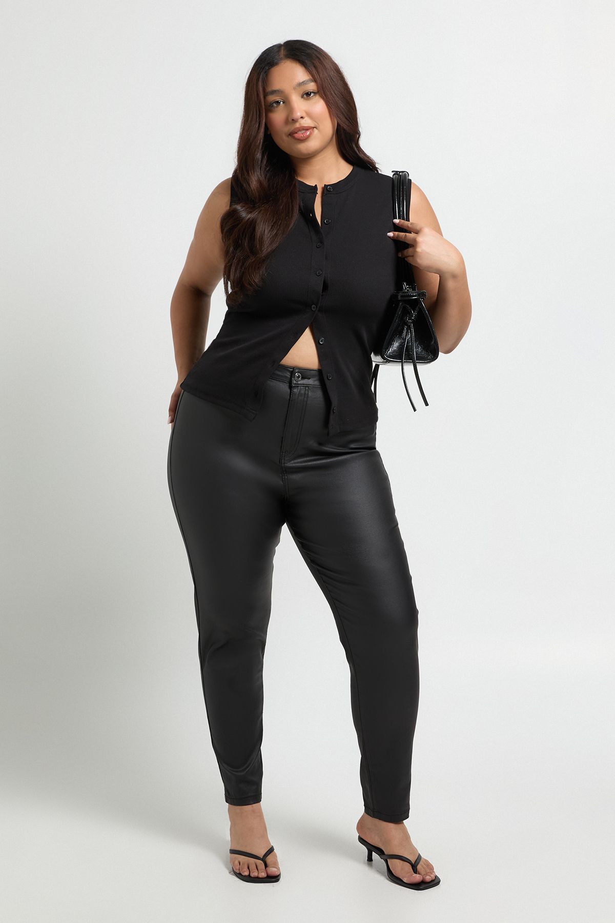 Plus High Waist Coated Skinny Jean
