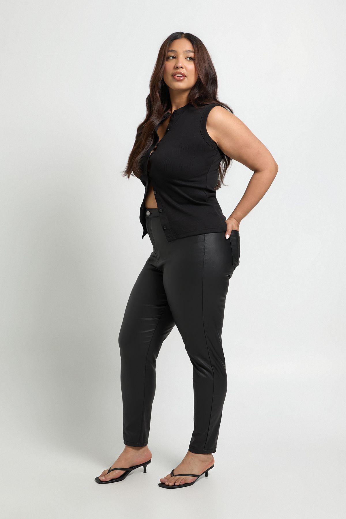 Plus High Waist Coated Skinny Jean - Image 3