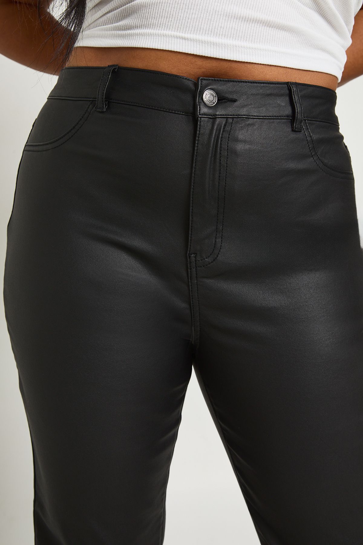 Plus High Waist Coated Skinny Flare Jean - Image 4