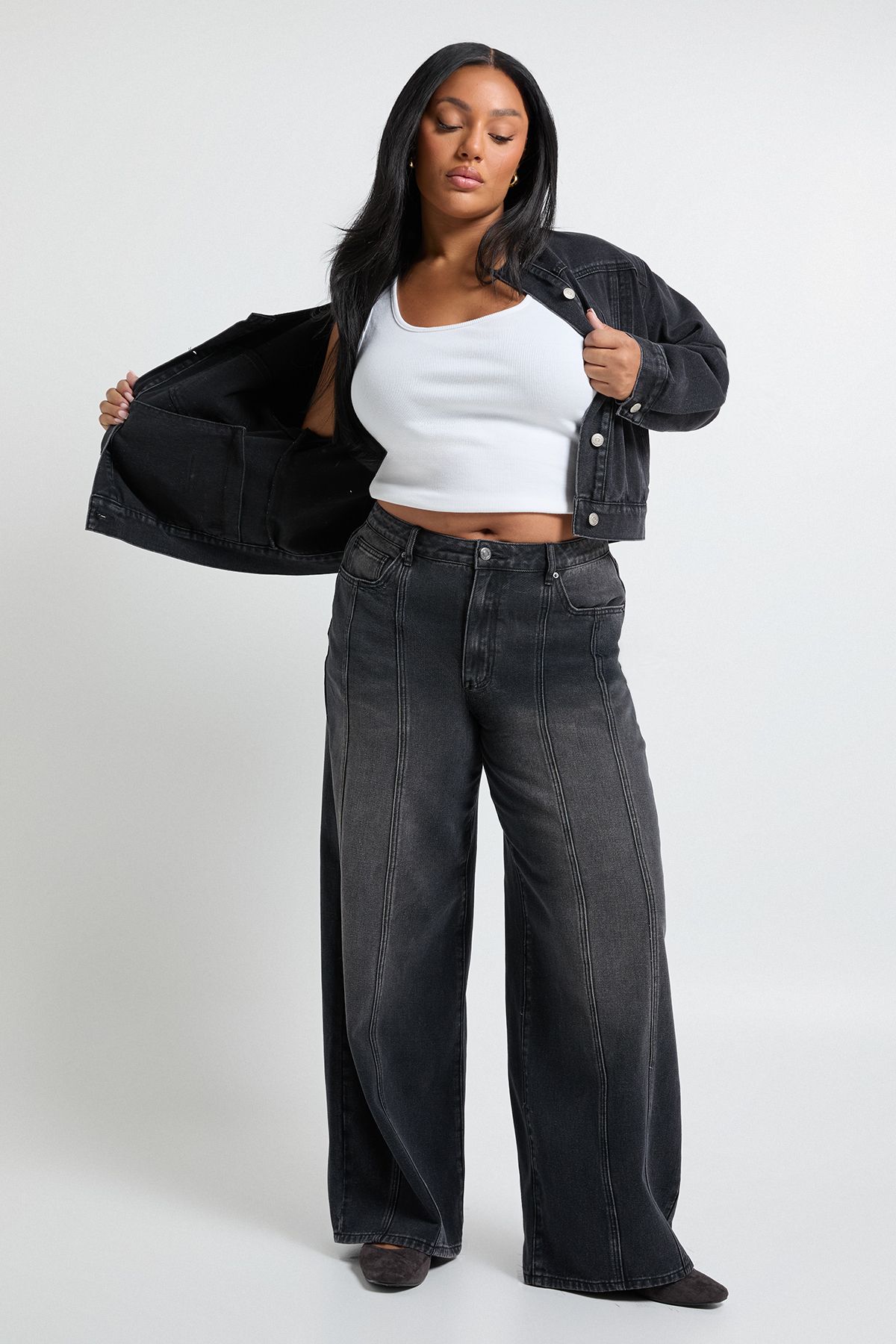 Plus Seam Detail Straight Leg Jean