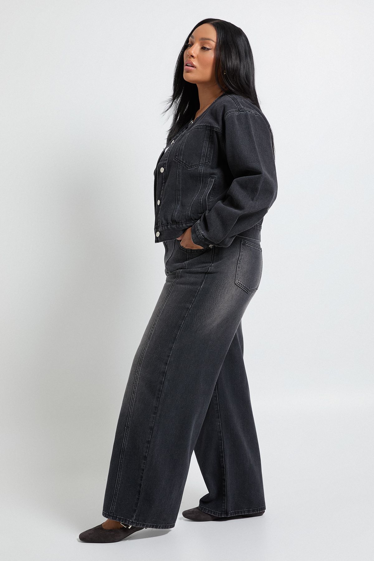 Plus Seam Detail Straight Leg Jean - Image 3
