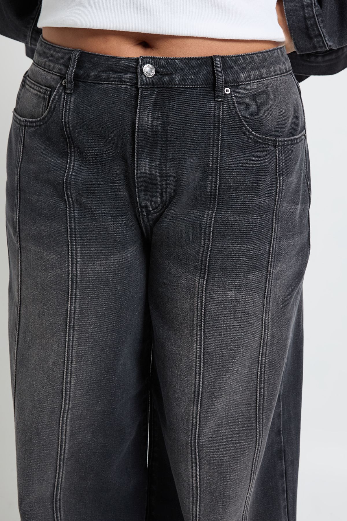 Plus Seam Detail Straight Leg Jean - Image 4