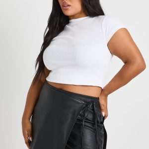 Plus Faux Leather Wrap Tie Skort