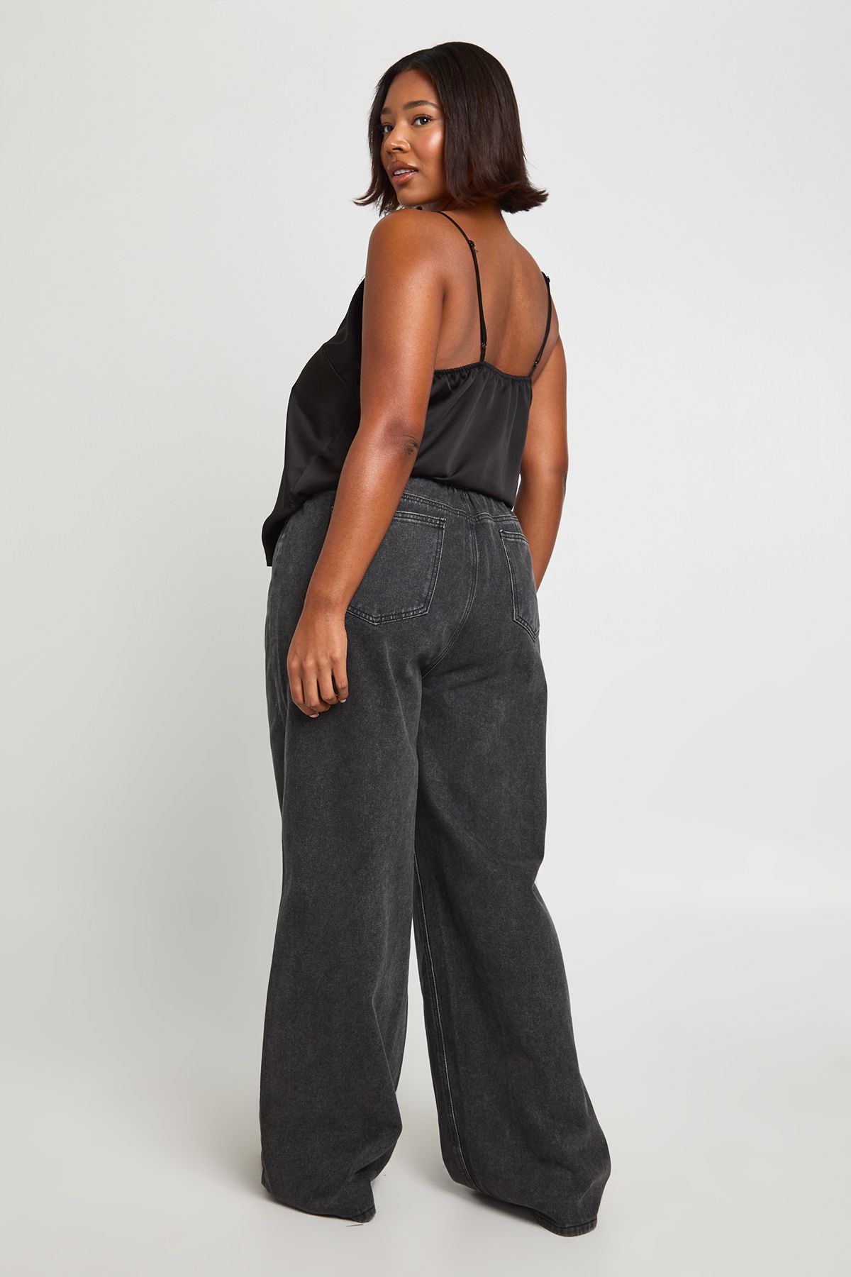 Plus Tie Waist Channel Insert Wide Leg Jean - Image 2