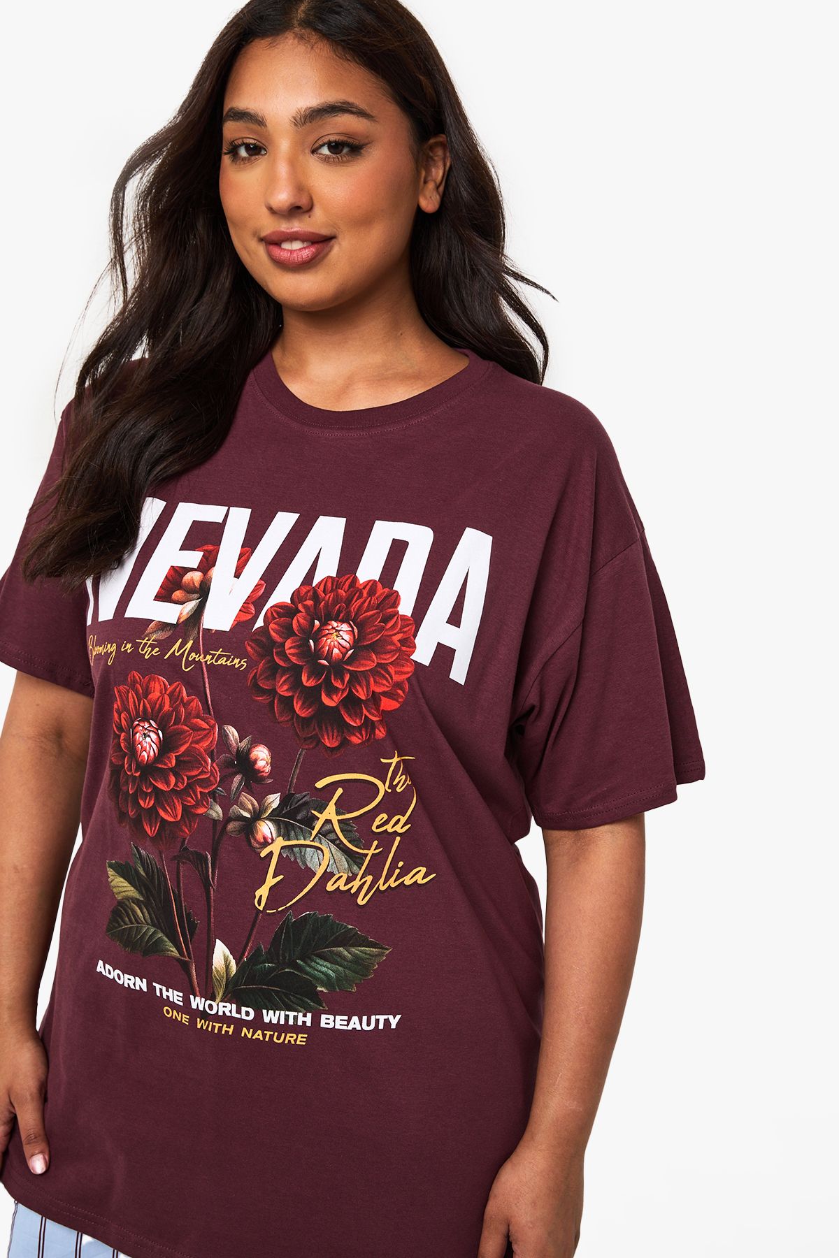 Plus Nevada Red Dahlias Printed T-Shirt - Image 3