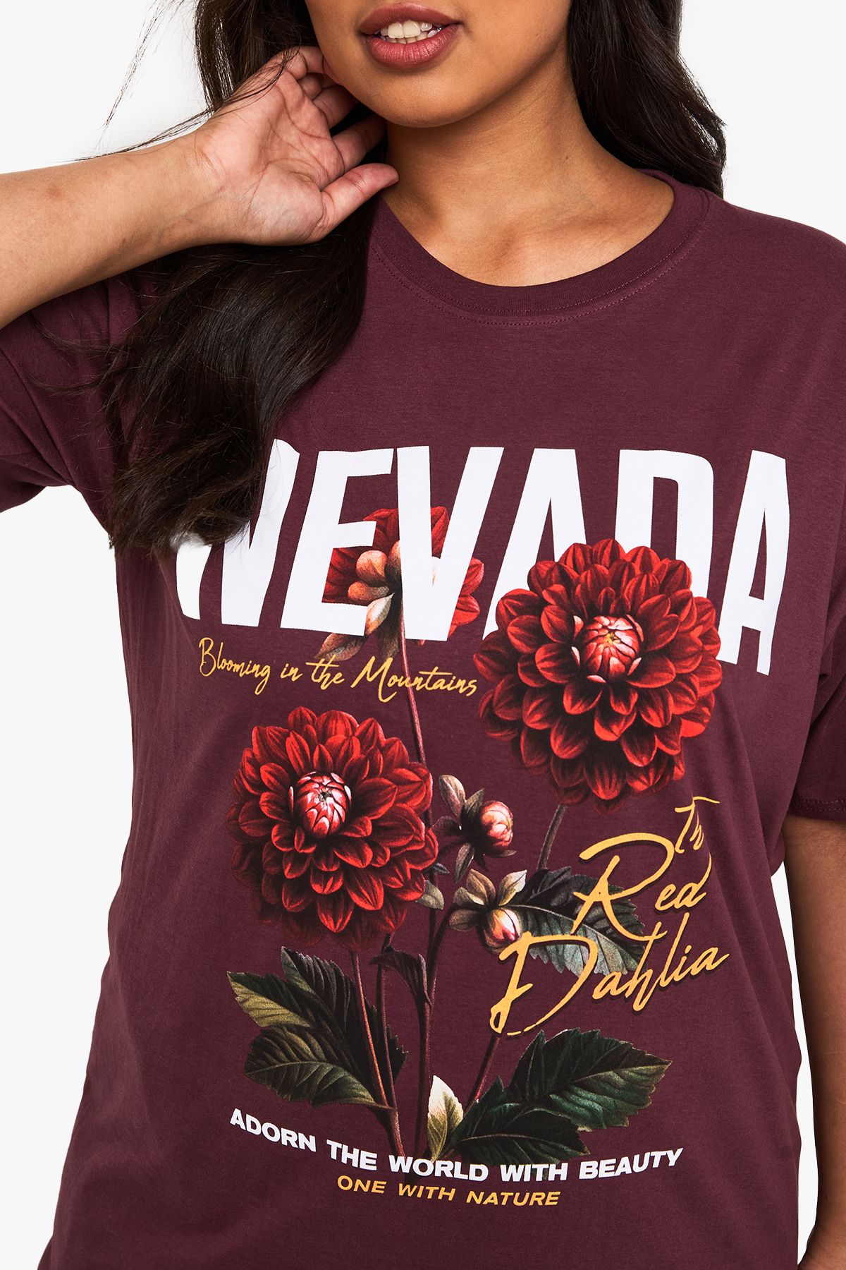 Plus Nevada Red Dahlias Printed T-Shirt - Image 4