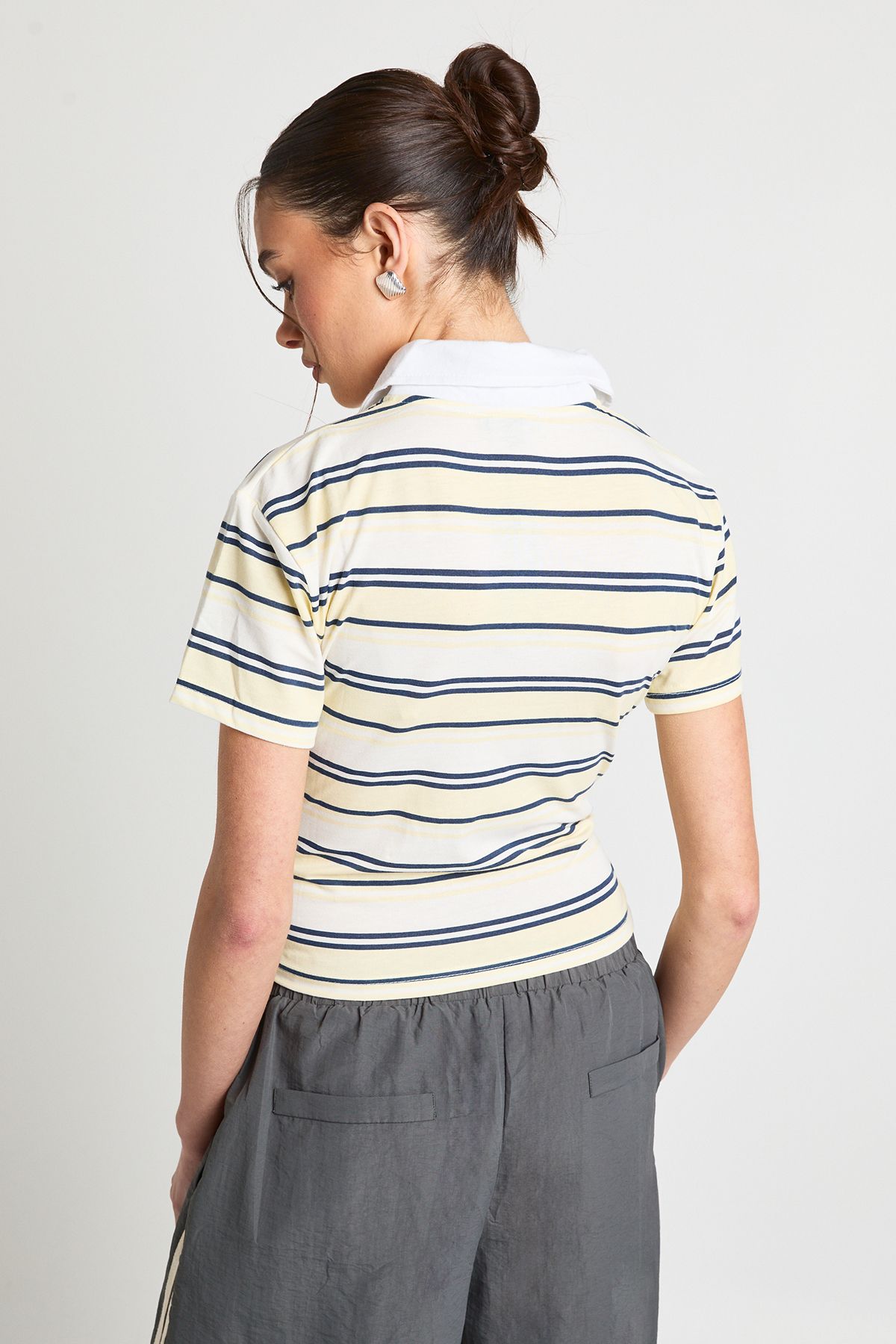 Striped Open Collar Top - Image 2