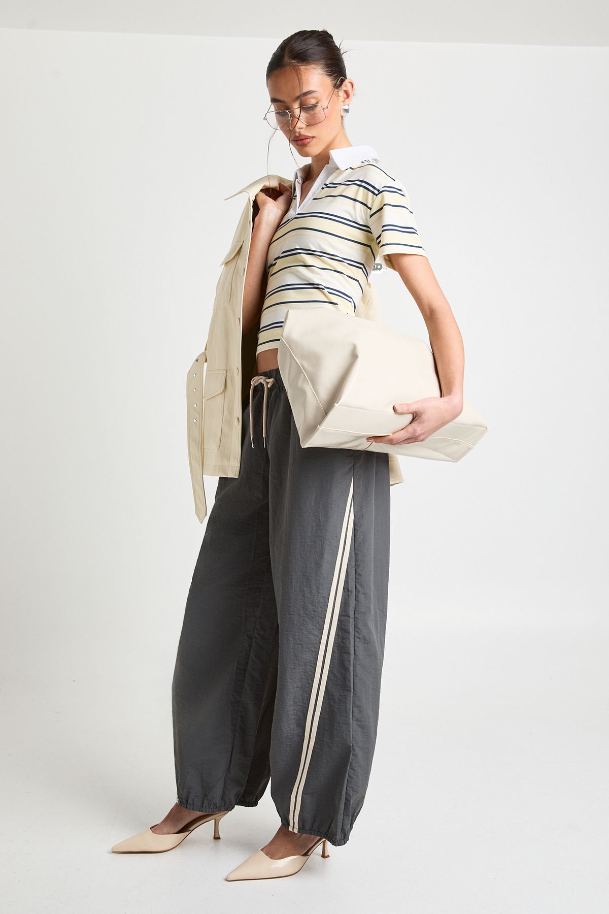 Striped Open Collar Top - Image 3