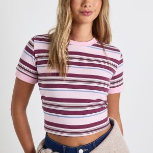 Striped Baby T-Shirt With Contrast Neck Binding