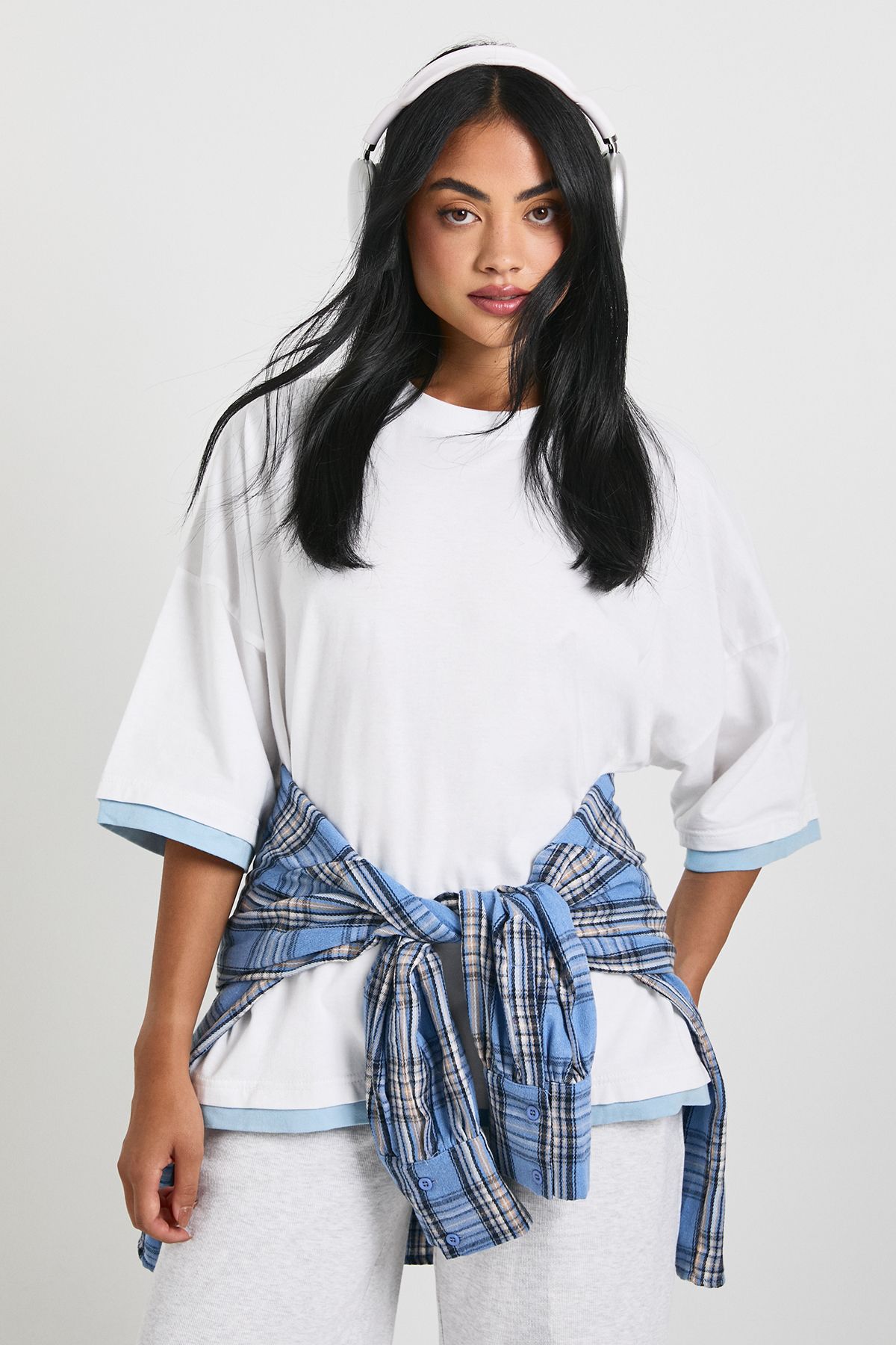 Oversized T-Shirt With Contrast Rib Hem