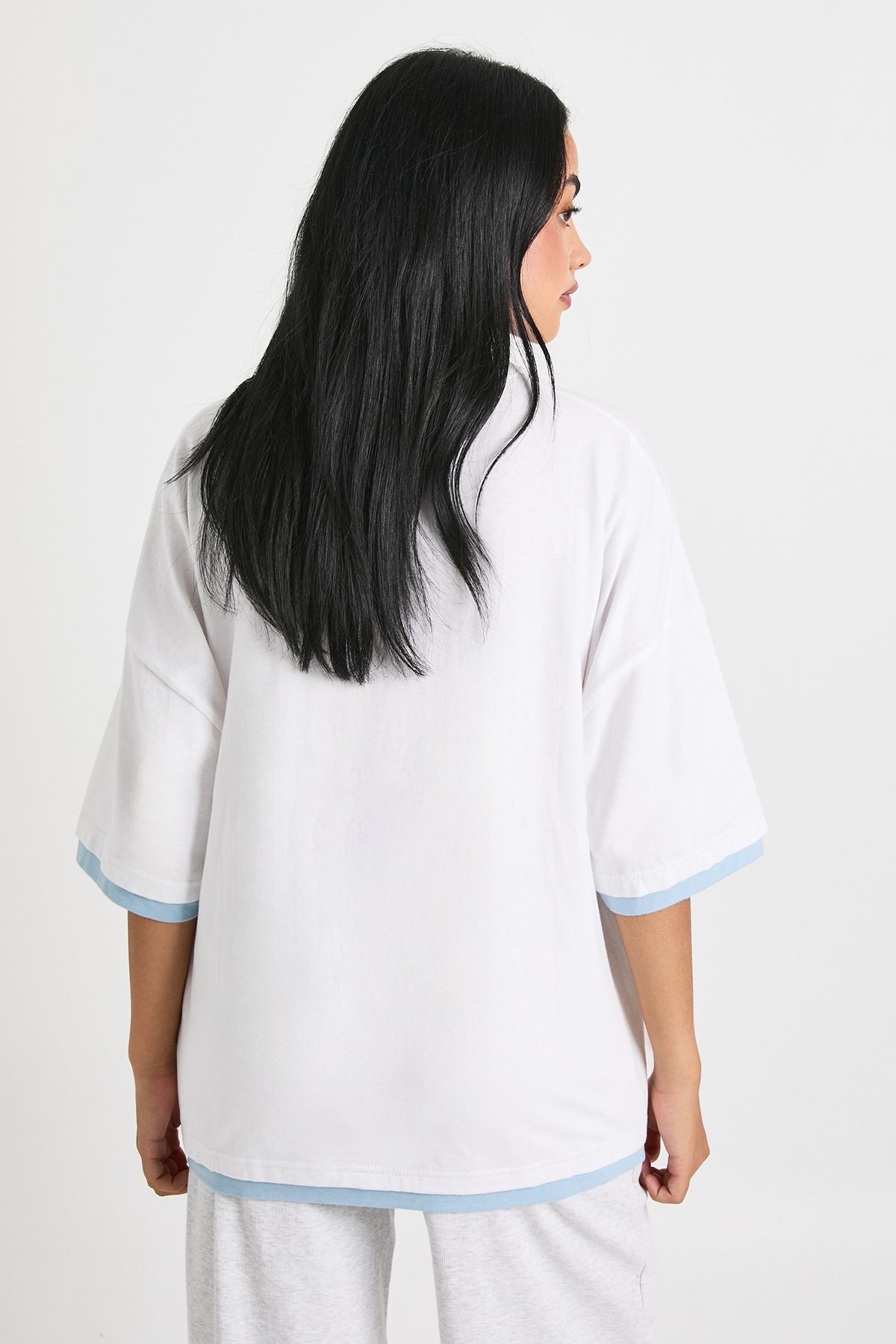 Oversized T-Shirt With Contrast Rib Hem - Image 2