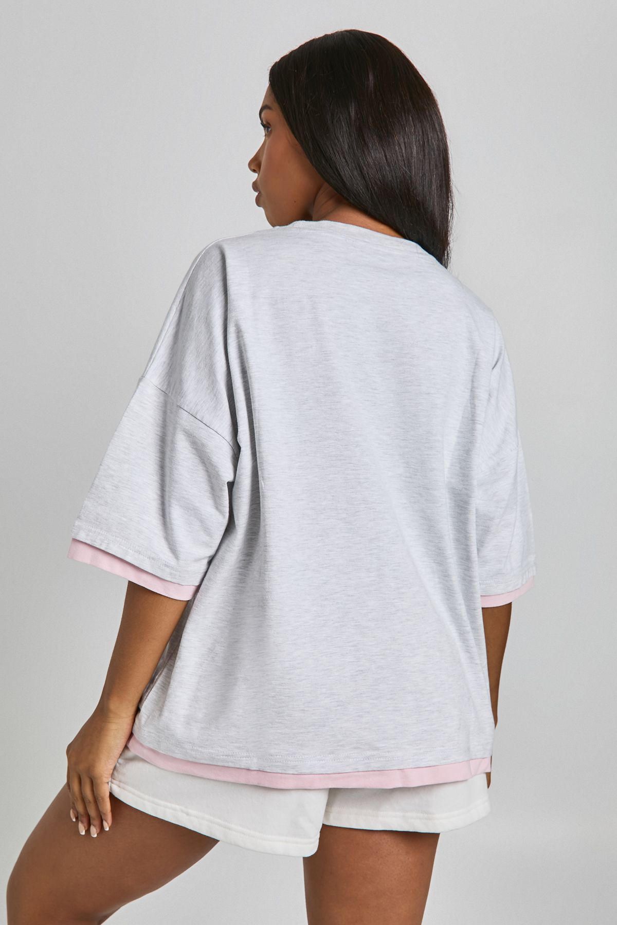 Oversized T-Shirt With Contrast Rib Hem - Image 2