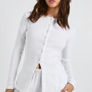 Ribbed Longline Popper Front Top